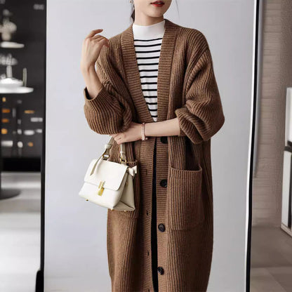 Damen Strickcardigan Großzügig Geschnitten Mit Taschen Dekorativer
