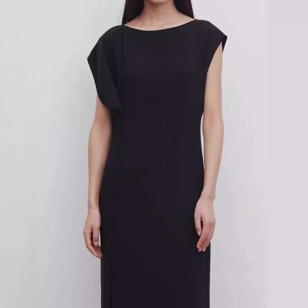 Damen Midikleid Fließend Reduzierter Schnitt Eveloria