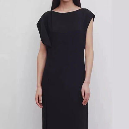 Damen Midikleid Fließend Reduzierter Schnitt Eveloria