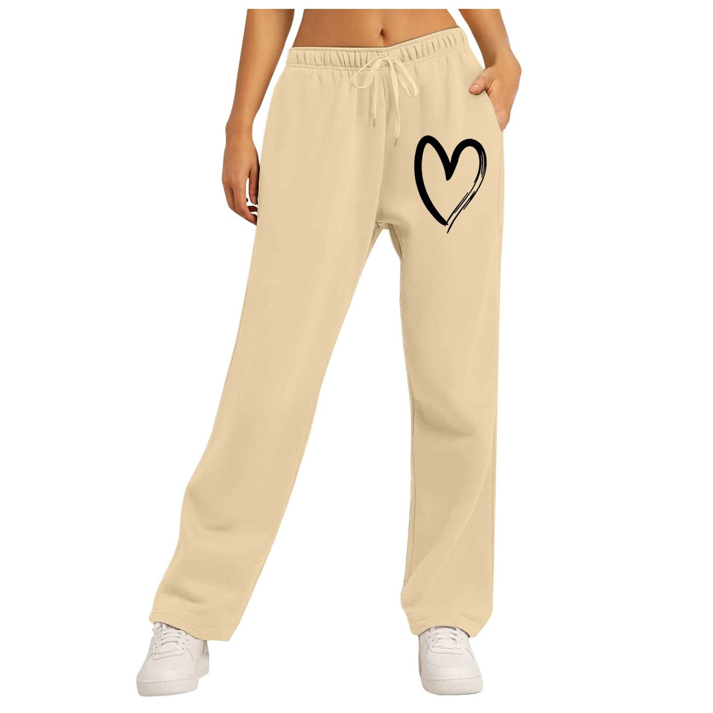 Damen Freizeithose Elastischer Bund Herzmotiv Eveloria