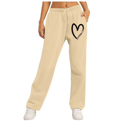 Damen Freizeithose Elastischer Bund Herzmotiv Eveloria