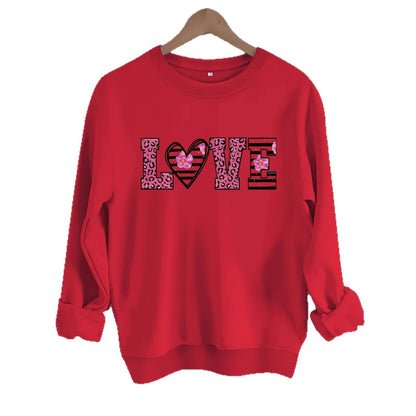 Damen Sweatshirt Leopardenherz-Design Komfortschnitt Grau