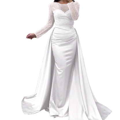 Damen Abendkleid Paillettenoberteil Satinrock Eveloria
