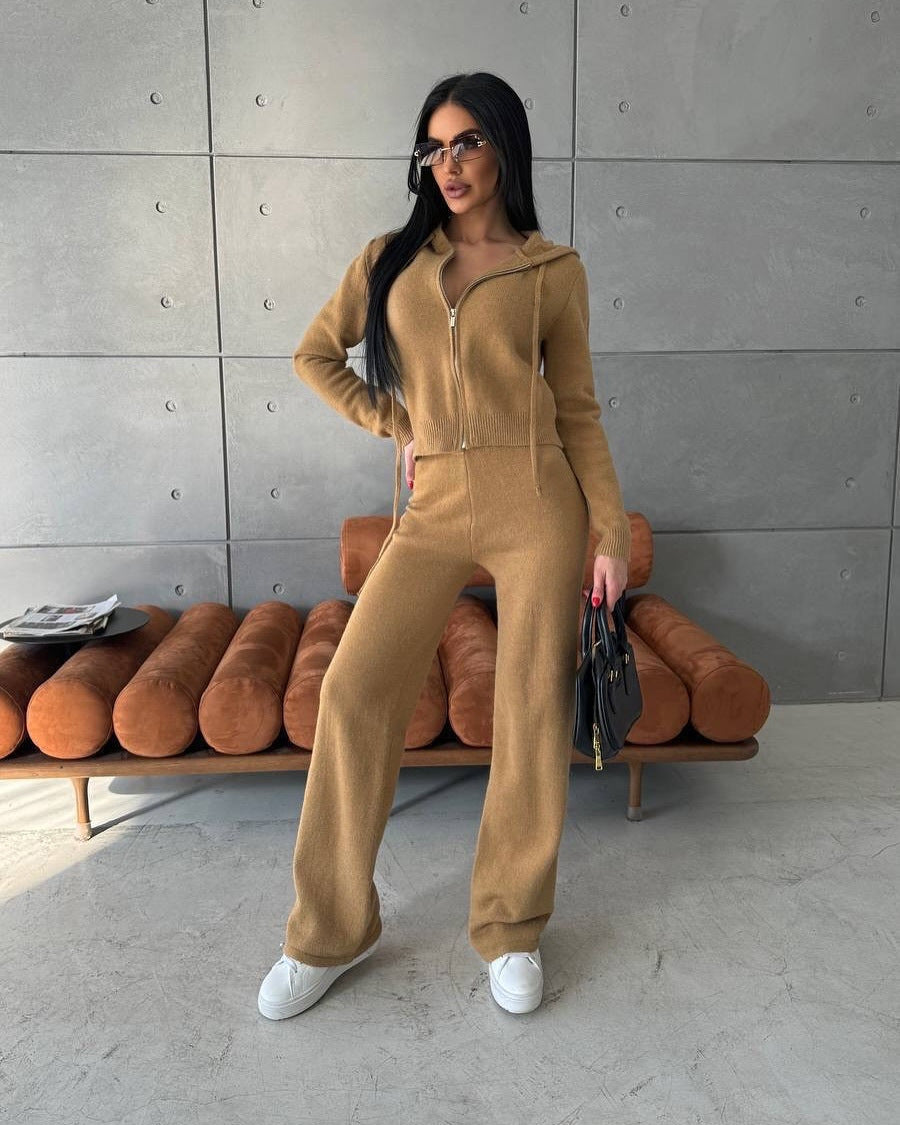 Damen Fleece-Jumpsuit mit Kapuze und Reißverschluss Bequem