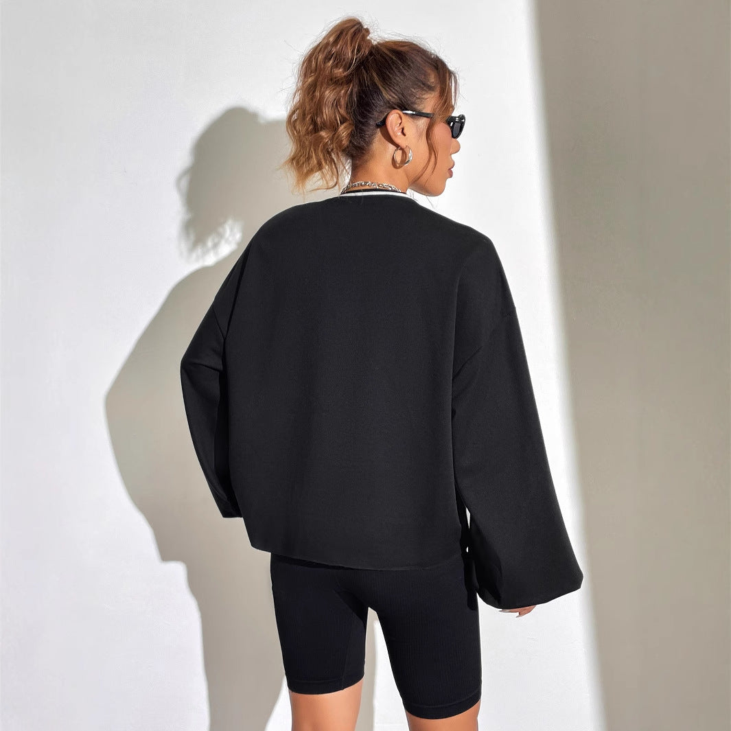 Damen Oversized Sweatshirt V-Ausschnitt Grafikprint Eveloria