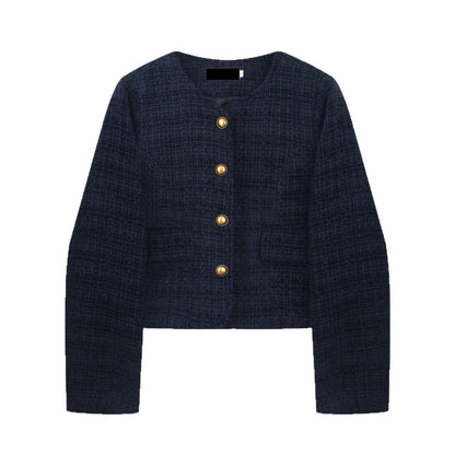 Damen Cropped Blazer Golden Knöpfe Eveloria