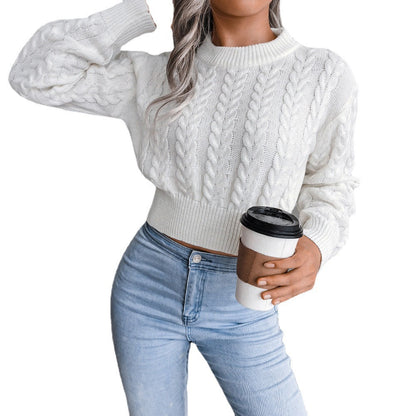 Damen Strickpullover Kuschelig Zopfmuster Tailliert Anthrazit Eveloria