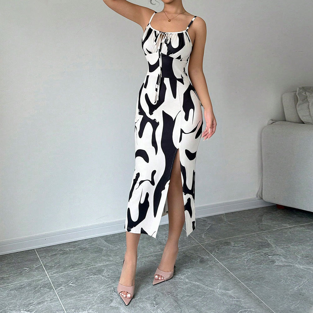 Damen Maxikleid Elegantes Drapierungsdesign Seitenschlitz Eveloria