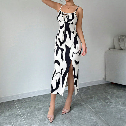 Damen Maxikleid Elegantes Drapierungsdesign Seitenschlitz Eveloria