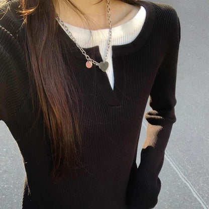 Damen Feinstrickpullover V-Ausschnitt Rippstruktur Eveloria