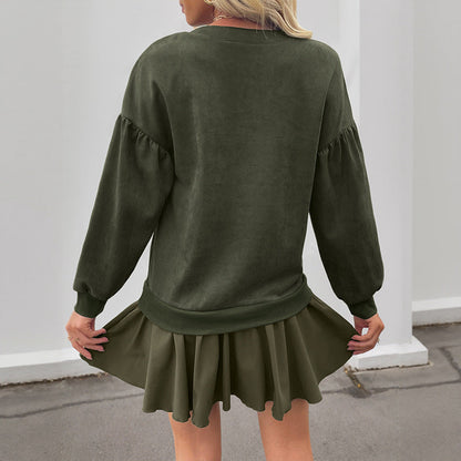 Damen Sportsweatshirt Knopfleiste Rüschensaum Eveloria