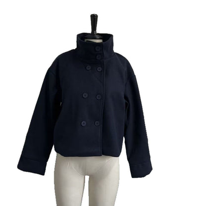 Damen Oversized Jacke Hochschließend Knopfdetails Eveloria