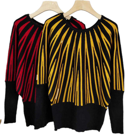 Damen Strickpullover Asymmetrisches Linienmuster Eveloria
