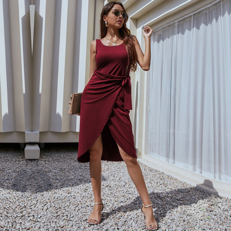 Damen Wickelkleid Eleganter Schnitt Bindegürtel Eveloria