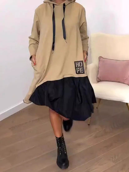Damen Hoodie-Kleid Voluminöser Rock Praktische Taschen