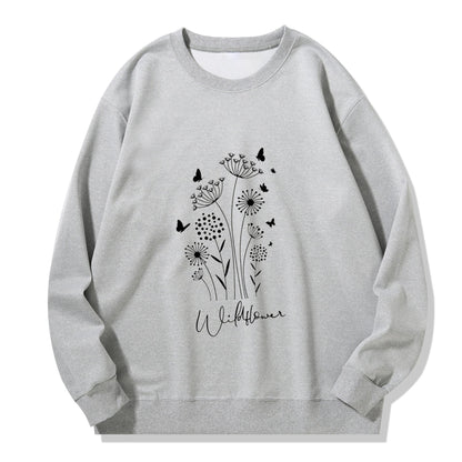 Damen Sweatshirt Floralmuster Kuscheliges Innenfutter