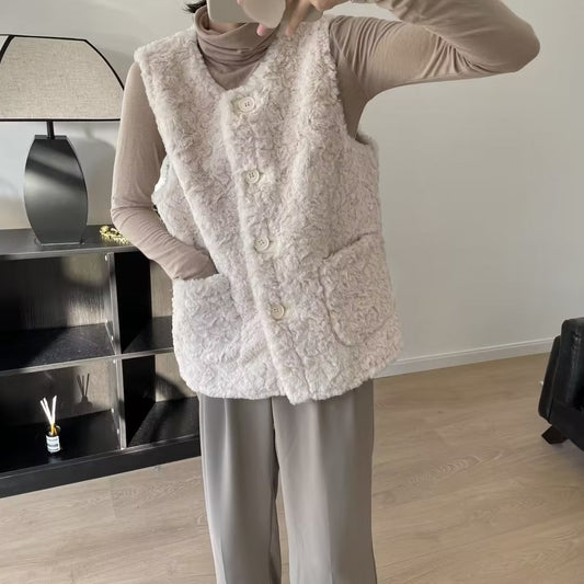 Damen Teddy-Weste Große Taschen Bequem Eveloria - Eveloria