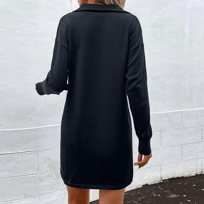 Damen Freizeitkleid Weites Schnitt Hochkragen Eveloria