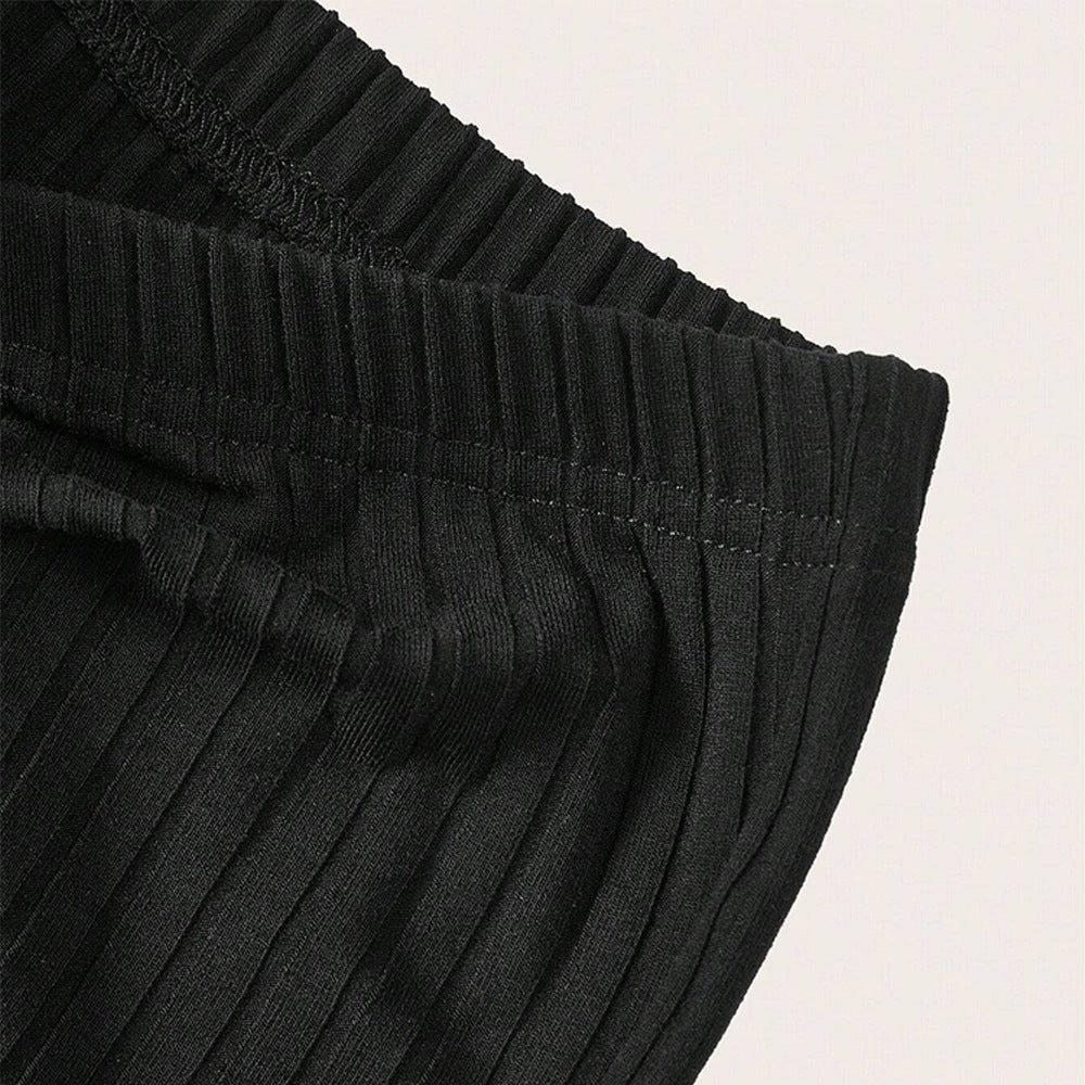 Damen Ripp-Hose Hochbund Mit Kordelzug