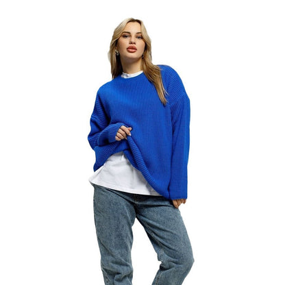 Damen Grobstrickpullover Lässiger Schnitt Großzügige Ärmel