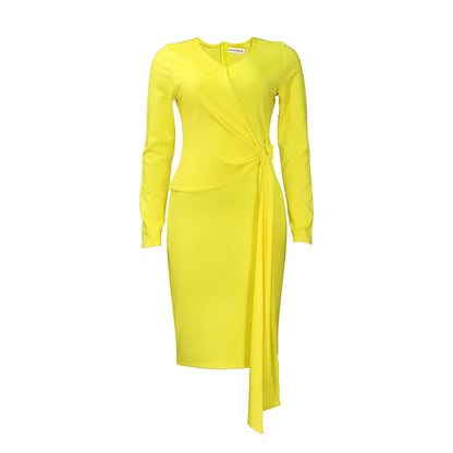 Damen Wickelkleid Elegante Drapierung Taillengürtel Eveloria