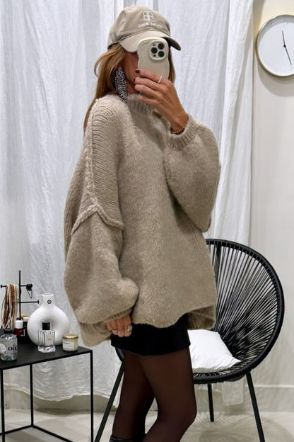 Damen Oversized Strickpullover Gemütlicher Schnitt Modern