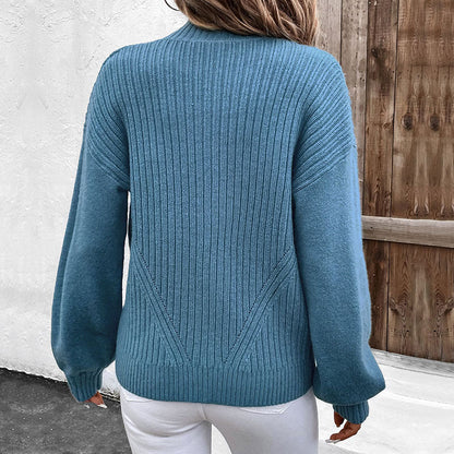 Damen Strickjacke Durchgehender Reißverschluss Puffärmel Beige
