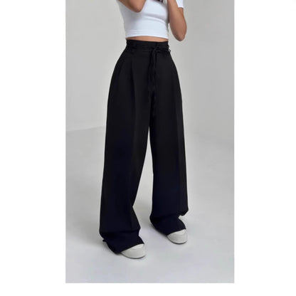 Damen Bundfalten-Hose Elastischer Taillenbund Bequem