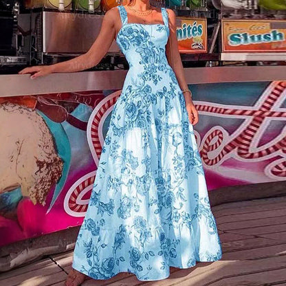 Damen Maxikleid Blumenmuster Schulterfrei Eveloria