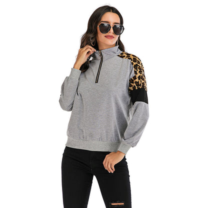 Damen Pullover Tiermuster Hochkragen Schwarz Eveloria - Eveloria