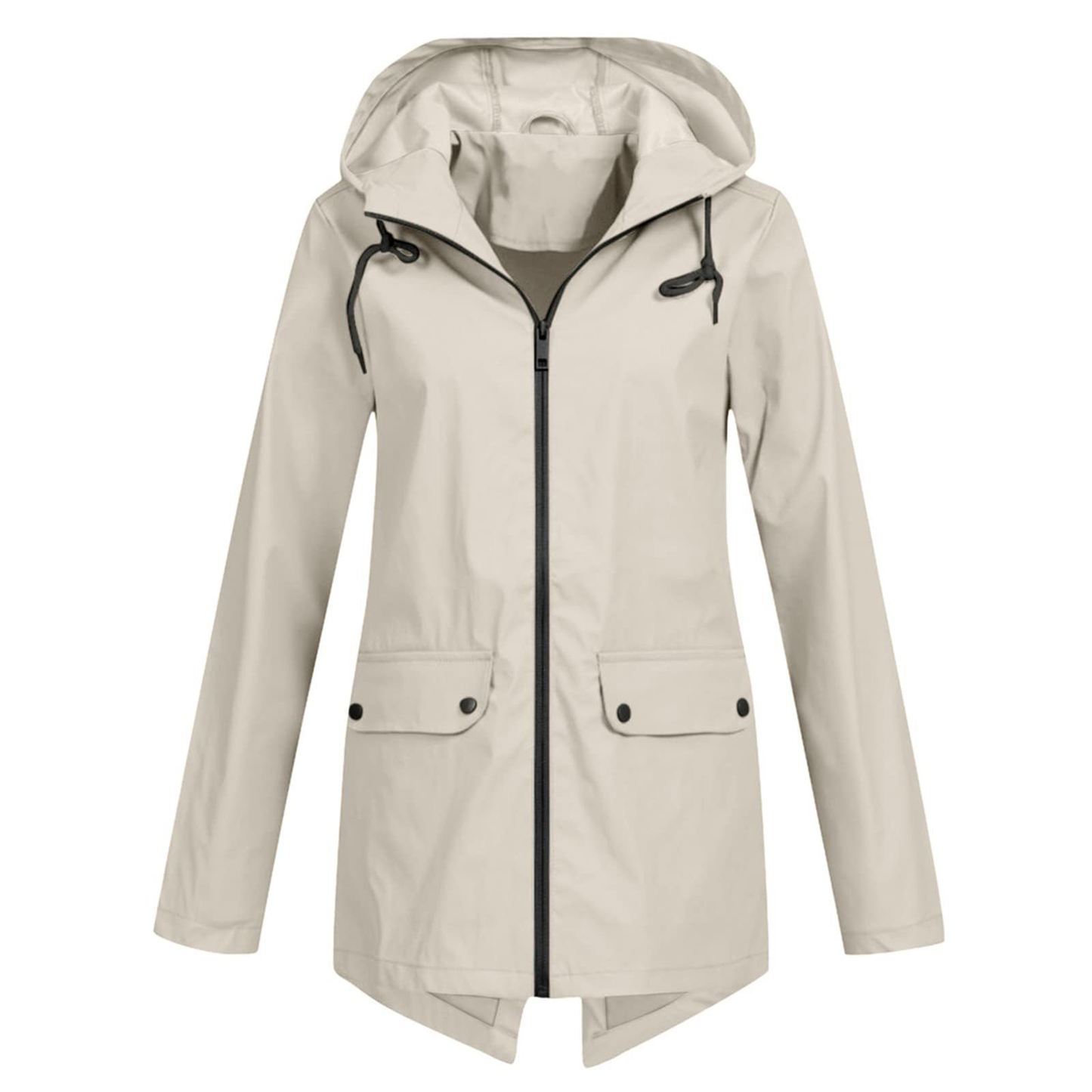 Damen Steppjacke Mit Kapuze Reißverschluss Schwarz - Eveloria