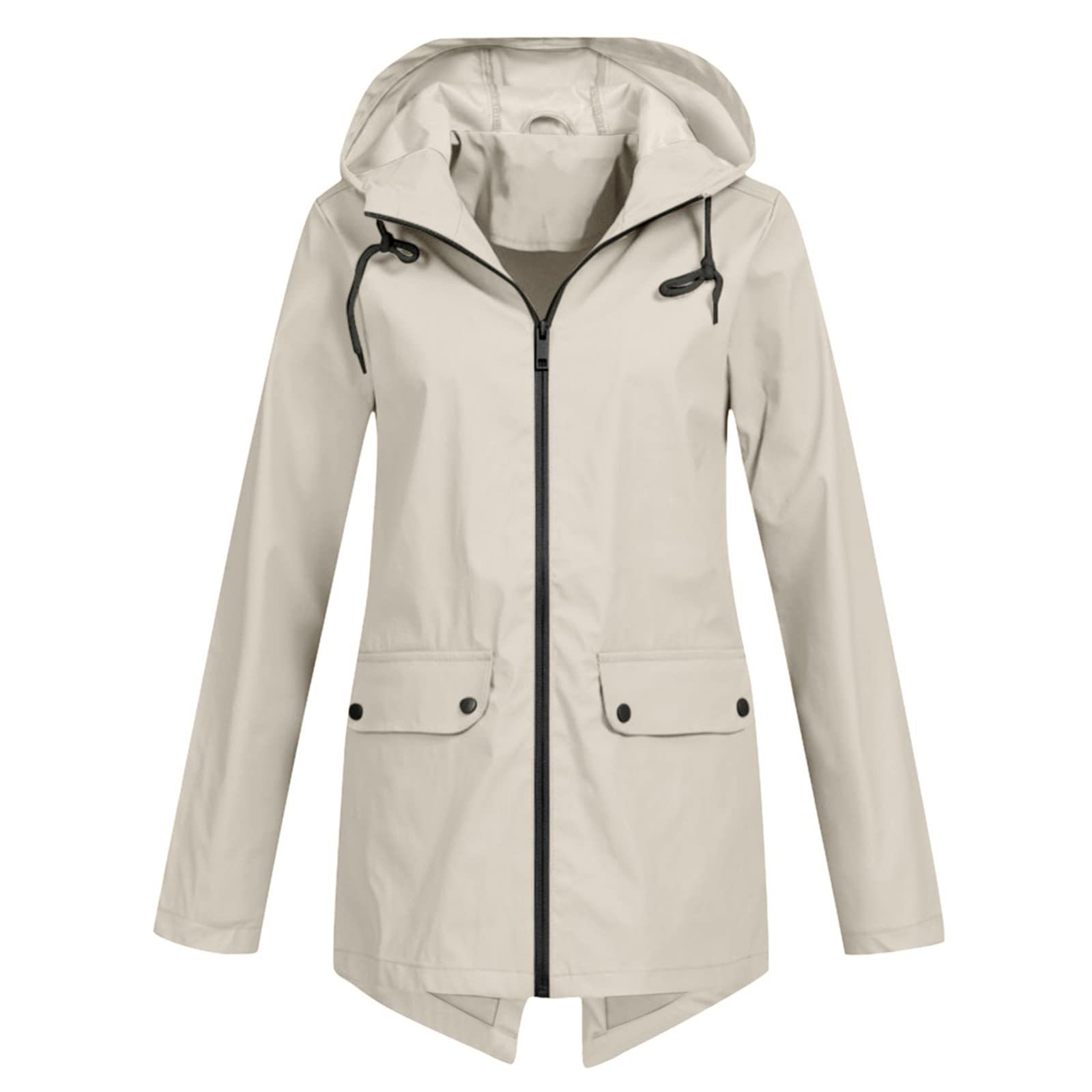 Damen Steppjacke Mit Kapuze Reißverschluss Schwarz - Eveloria