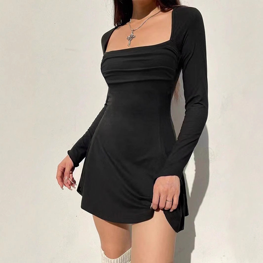 Damen Minikleid Eleganter Ausschnitt Figurbetonter Schnitt Schwarz - Eveloria