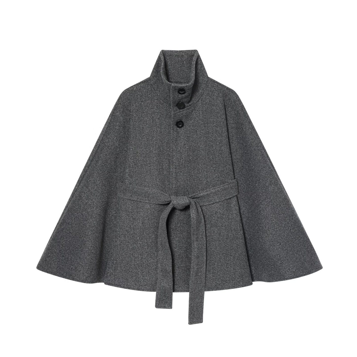 Damen Umhangjacke Wollmix Taillengürtel Eveloria