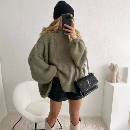 Damen Oversized Strickpullover Weiches Material Voluminöse Ärmel - Eveloria