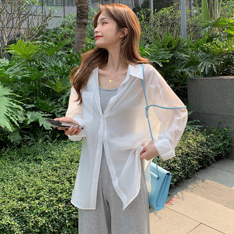 Damen Bluse Transparent Durchsichtig lockerer Schnitt Eveloria