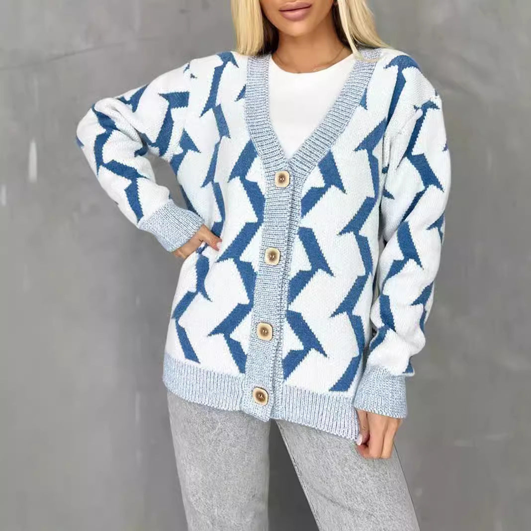 Damen Strickjacke Modernes Blitzenmuster Eveloria