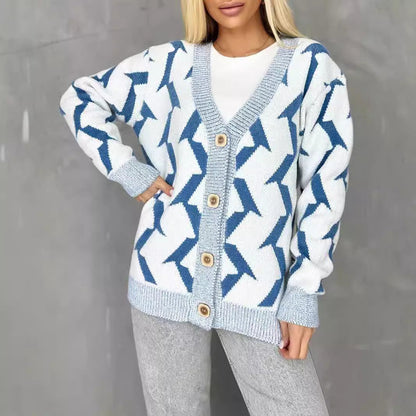 Damen Strickjacke Modernes Blitzenmuster Eveloria