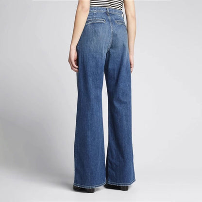Damen Weite Jeans Hochbund Lässiger Schnitt Eveloria