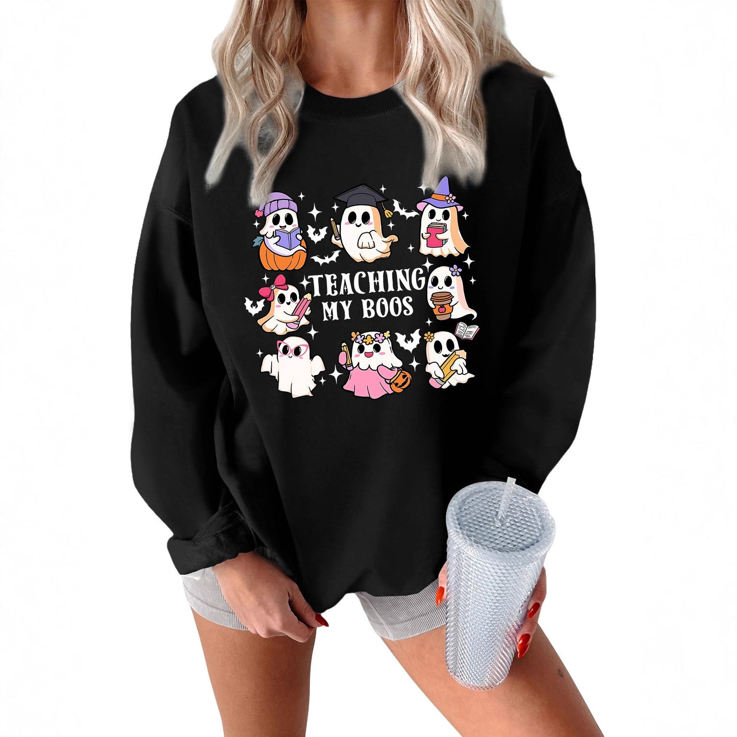 Damen Sweatshirt Halloween-Motiv Lässiger Schnitt Eveloria