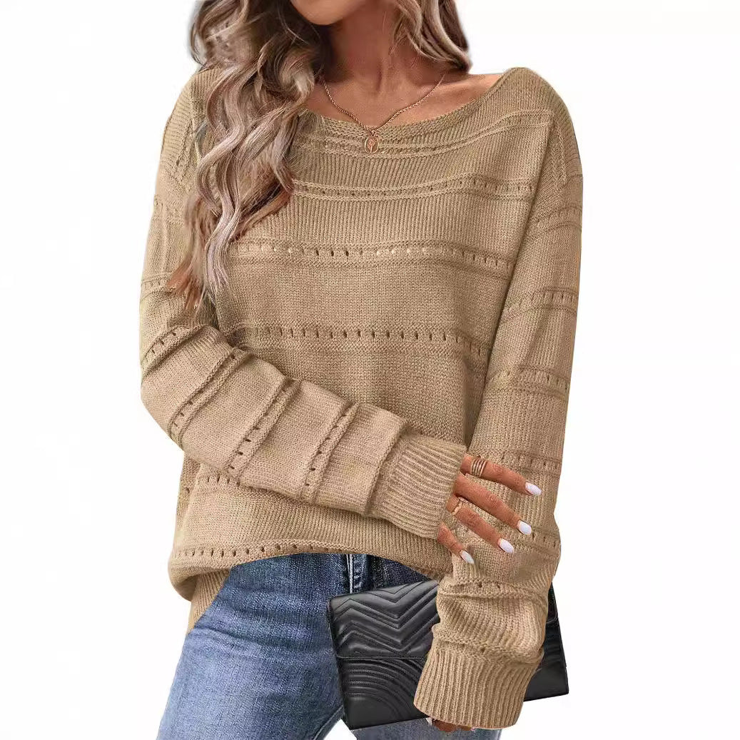Damen Strickpullover Luftig Weit Geschnitten Eveloria