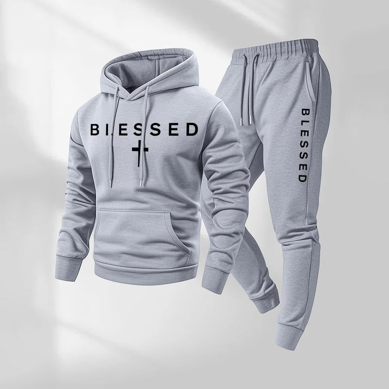 Damen Jogginganzug Sweatshirt und Hose mit Schriftzug und Taschen