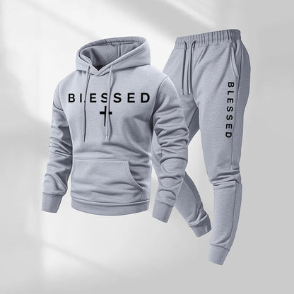 Damen Jogginganzug Sweatshirt und Hose mit Schriftzug und Taschen