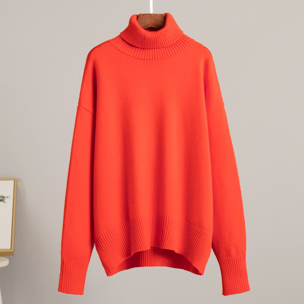 Damen Strickpullover Lässig Warmer Gerippter Saum