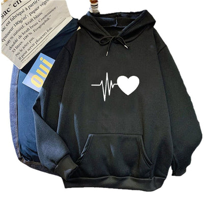 Damen Kapuzenpullover Herzschlagmotiv Eveloria