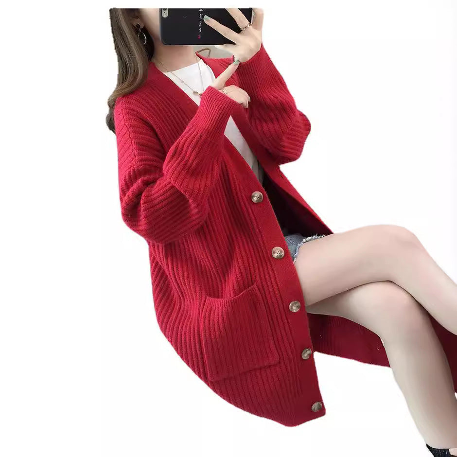 Damen Strickjacke mit Taschen und Knöpfen Eveloria