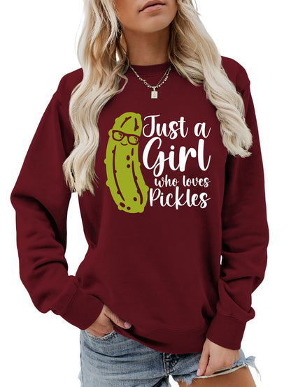 Damen Sweatshirt mit Gurkenmotiv und Lässigem Schnitt