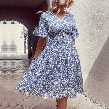 Damen Sommerkleid Taillenknoten Volumöser Rock Eveloria - Eveloria