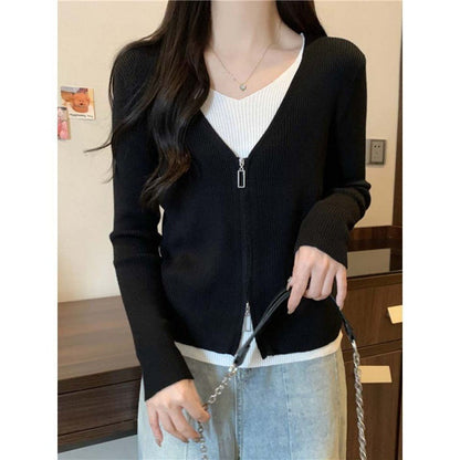 Damen Strickjacke Hochwertiger Reißverschluss Eveloria