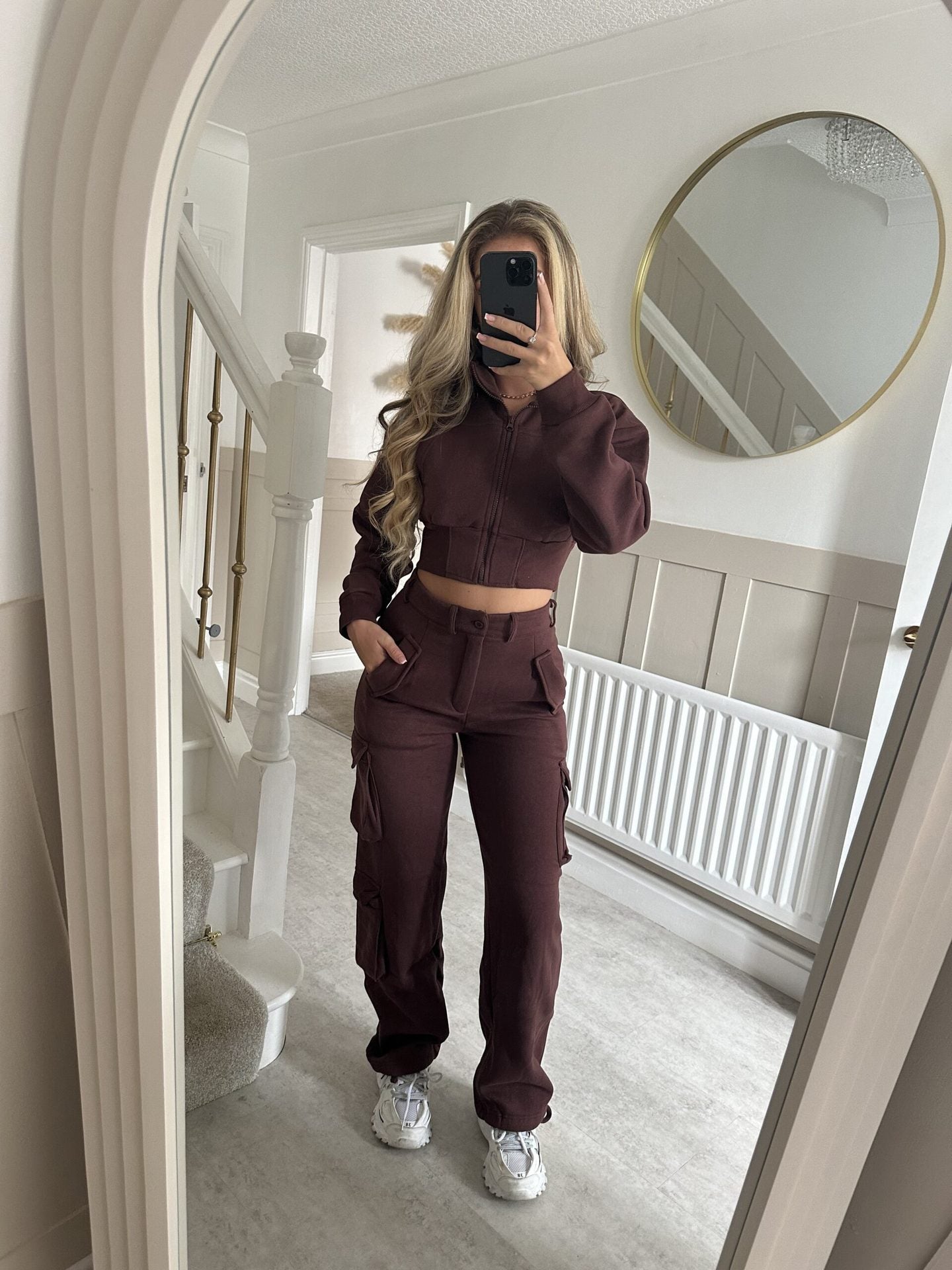 Damen Freizeit-Set Cropped mit Reißverschluss und Taschen